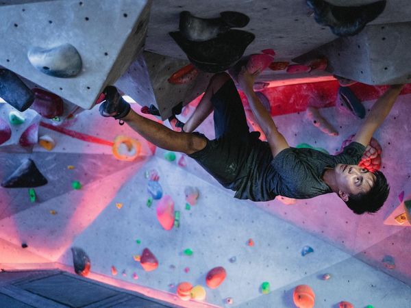 Active man feeling energetic after strength practice